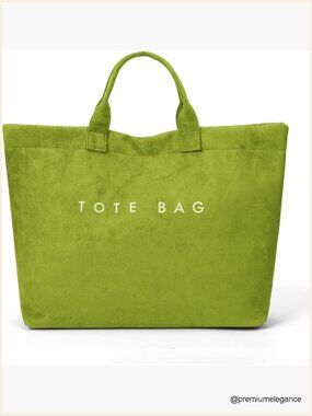 Large Suede Tote Bag Hobo Handbag with Letter Print for Work Travel